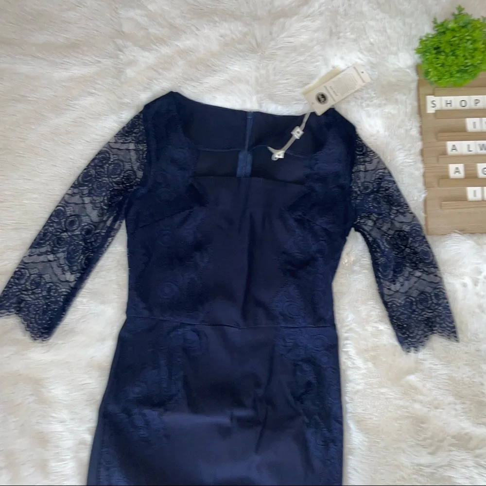 Missmay Retro Gorgeous City Stretchy Navy Blue Lace Bodycon Dress size medium* - Picture 5 of 15